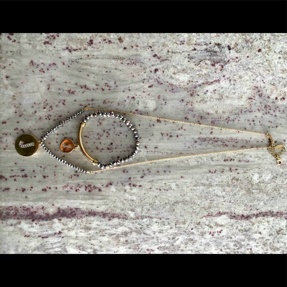 J monogram necklace and coordinating bracelet